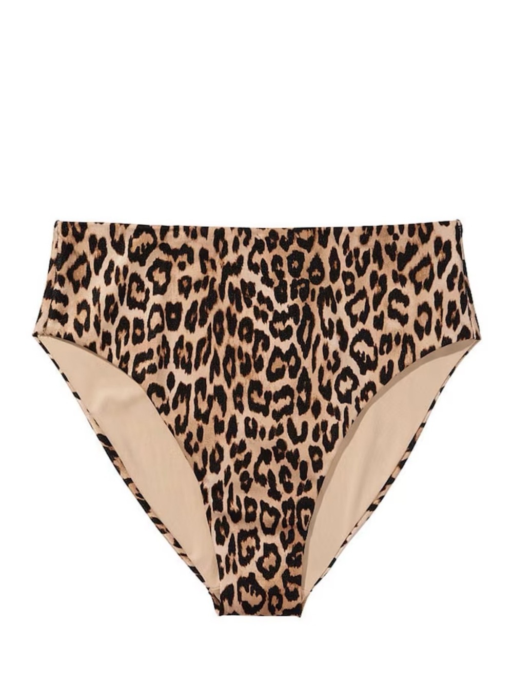 Victoria's Secret Leopard Print High-Waist Bikini Bottoms - Beige/Black